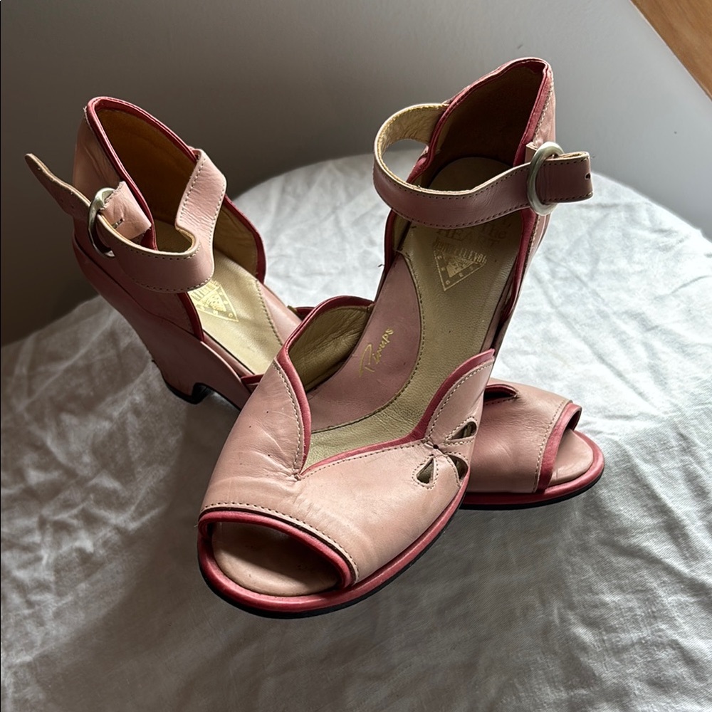 John Fluevog Pink Heels with Ankle Strap